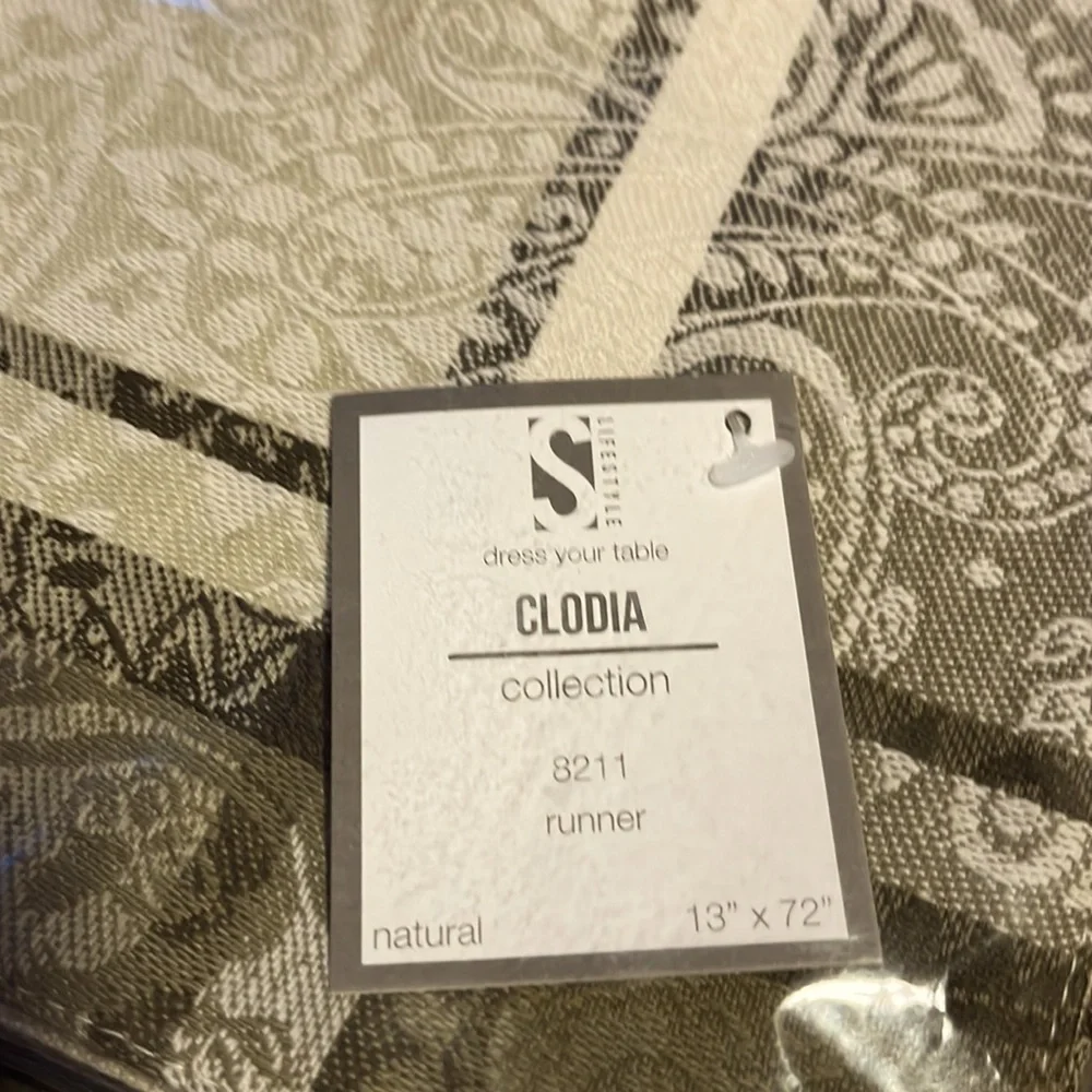 NWT CLODIA Dinning Room Table Runner 13” X 72”